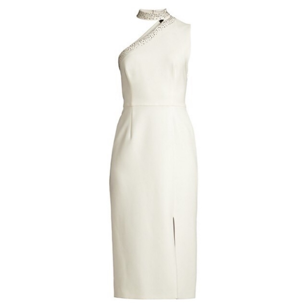 BCBGMAXAZRIA Swarovski Crystal Embellished Asymmetrical Sheath Dress - Picture 4 of 5